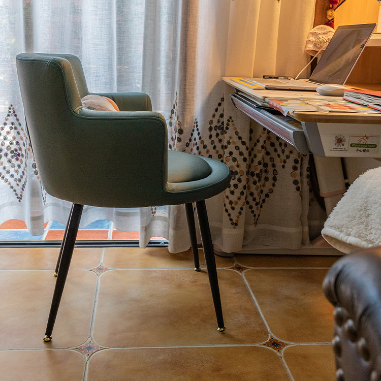 Silla de comedor tapizada con brazo contemporáneo de metal, silla de comedor individual