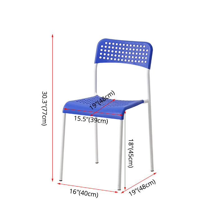 El comedor contemporáneo del metal preside la parte posterior abierta plástica que cena la silla sin brazos lateral