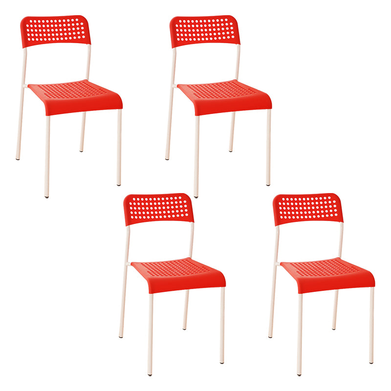 El comedor contemporáneo del metal preside la parte posterior abierta plástica que cena la silla sin brazos lateral
