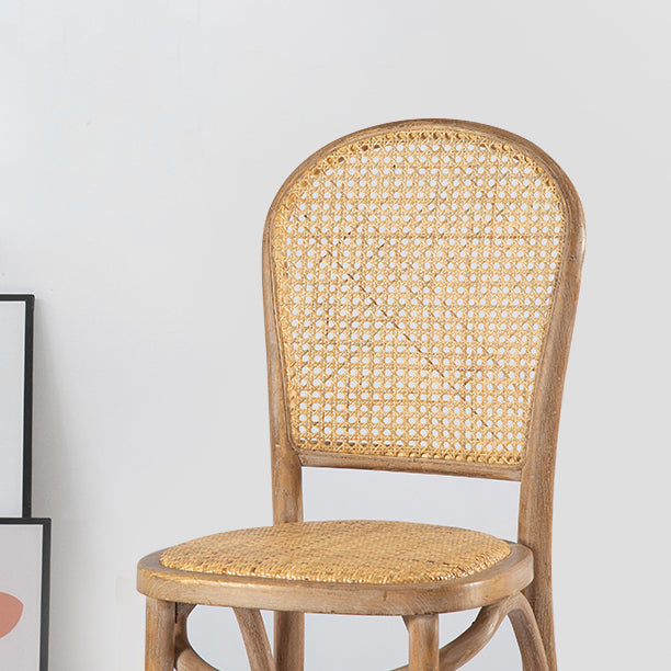 Sillas de comedor sin brazos de Bentwood, sillas laterales con respaldo abierto de ratán y patas de madera