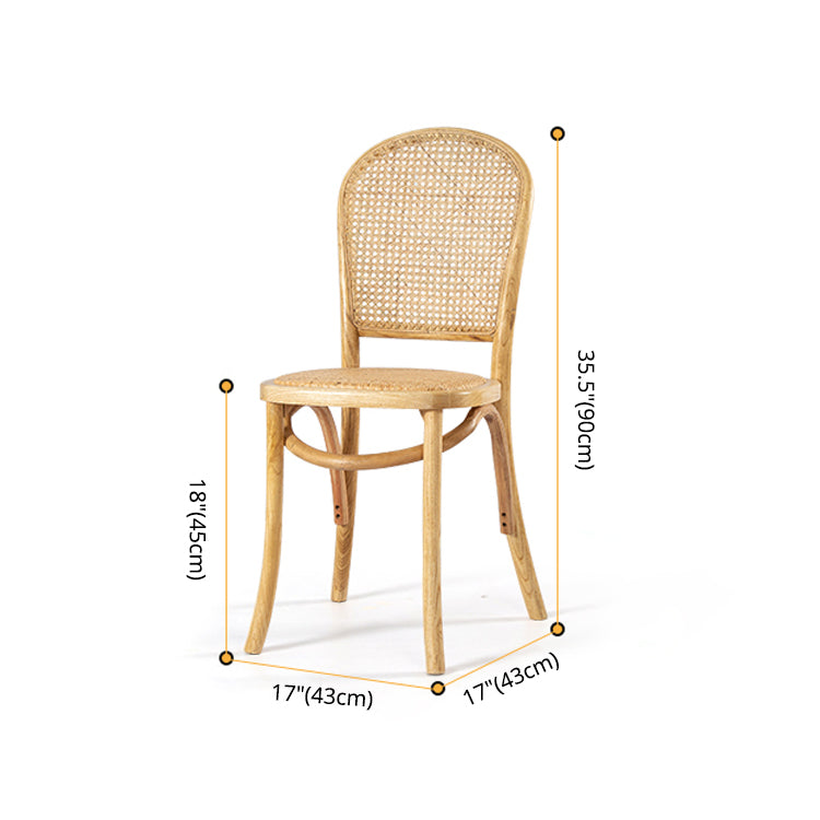 Sillas de comedor sin brazos de Bentwood, sillas laterales con respaldo abierto de ratán y patas de madera