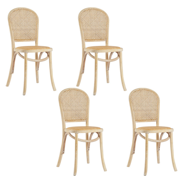 Sillas de comedor sin brazos de Bentwood, sillas laterales con respaldo abierto de ratán y patas de madera