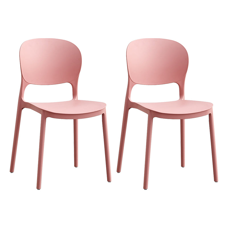 Silla lateral de plástico contemporánea, silla lateral de comedor apilable sin brazos con respaldo abierto
