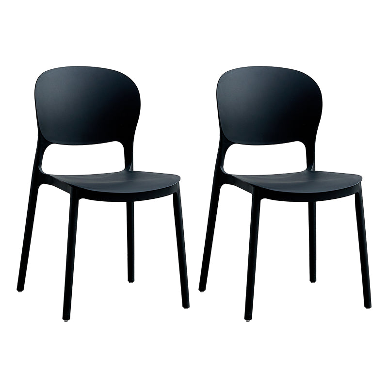 Silla lateral de plástico contemporánea, silla lateral de comedor apilable sin brazos con respaldo abierto