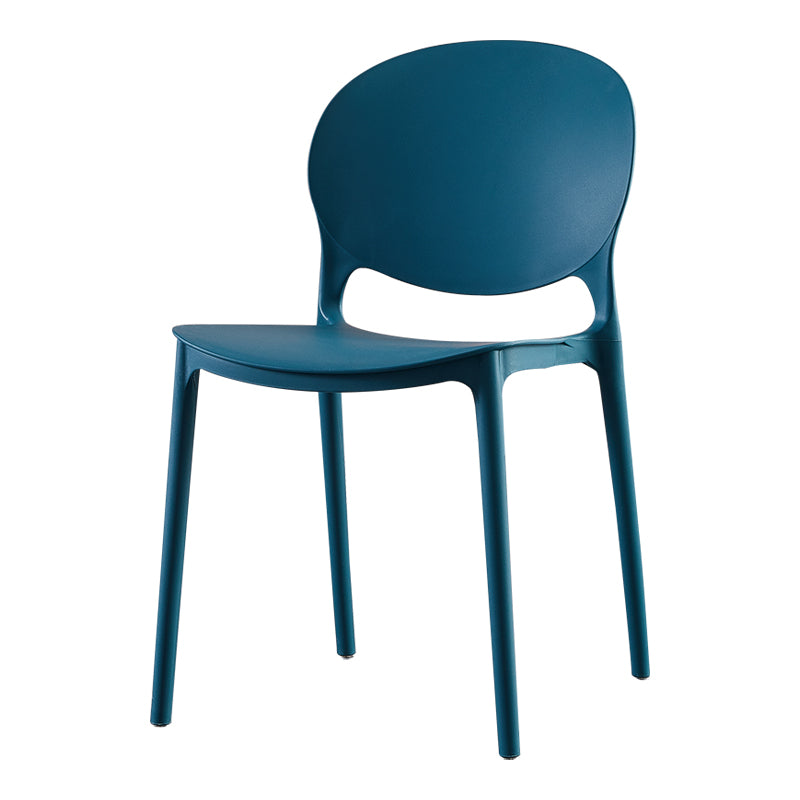 Silla lateral de plástico contemporánea, silla lateral de comedor apilable sin brazos con respaldo abierto