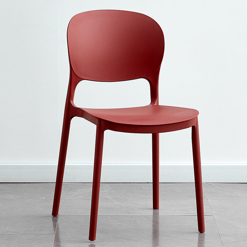 Chaise latérale en plastique contemporaine maison empilable sans bras chaise latérale de salle à manger à dossier ouvert