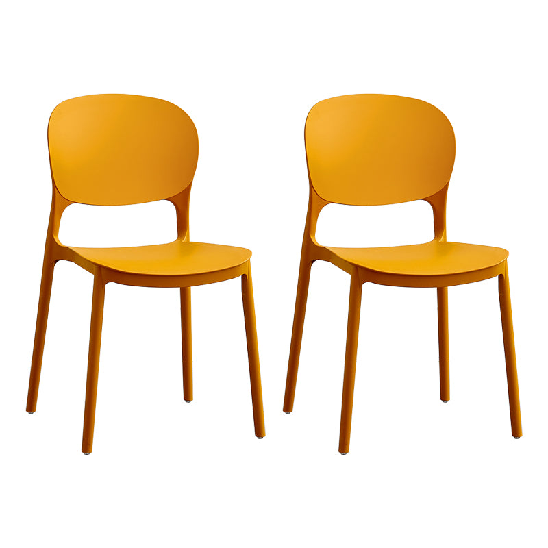 Silla lateral de plástico contemporánea, silla lateral de comedor apilable sin brazos con respaldo abierto