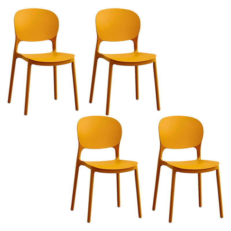 Silla lateral de plástico contemporánea, silla lateral de comedor apilable sin brazos con respaldo abierto