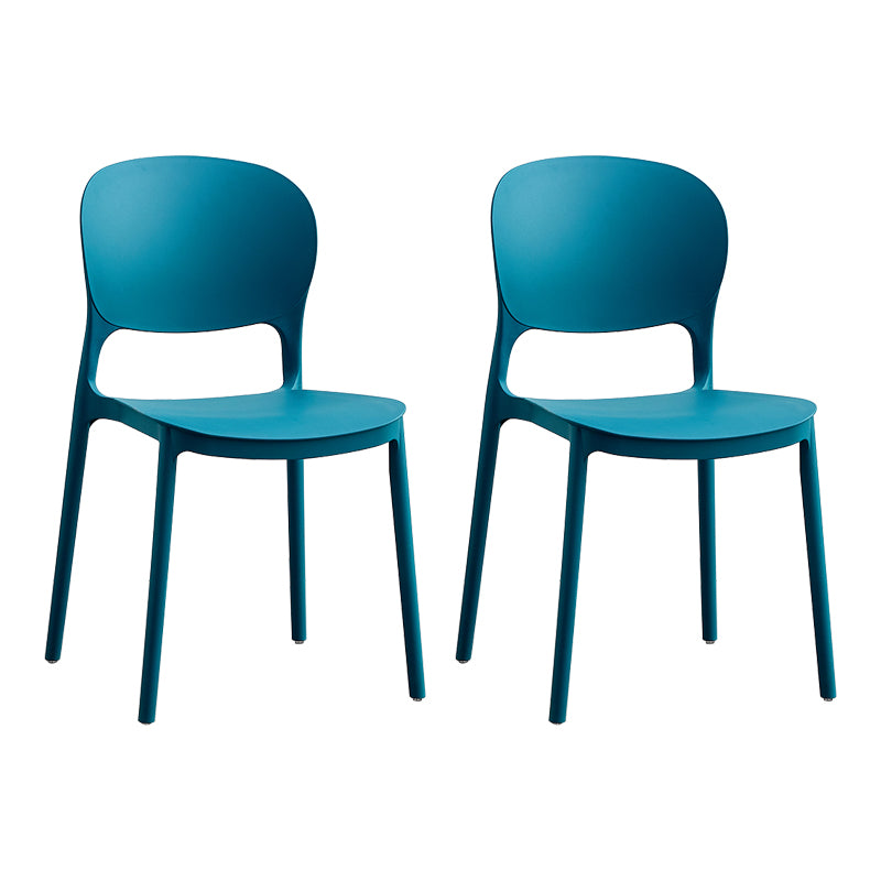 Silla lateral de plástico contemporánea, silla lateral de comedor apilable sin brazos con respaldo abierto