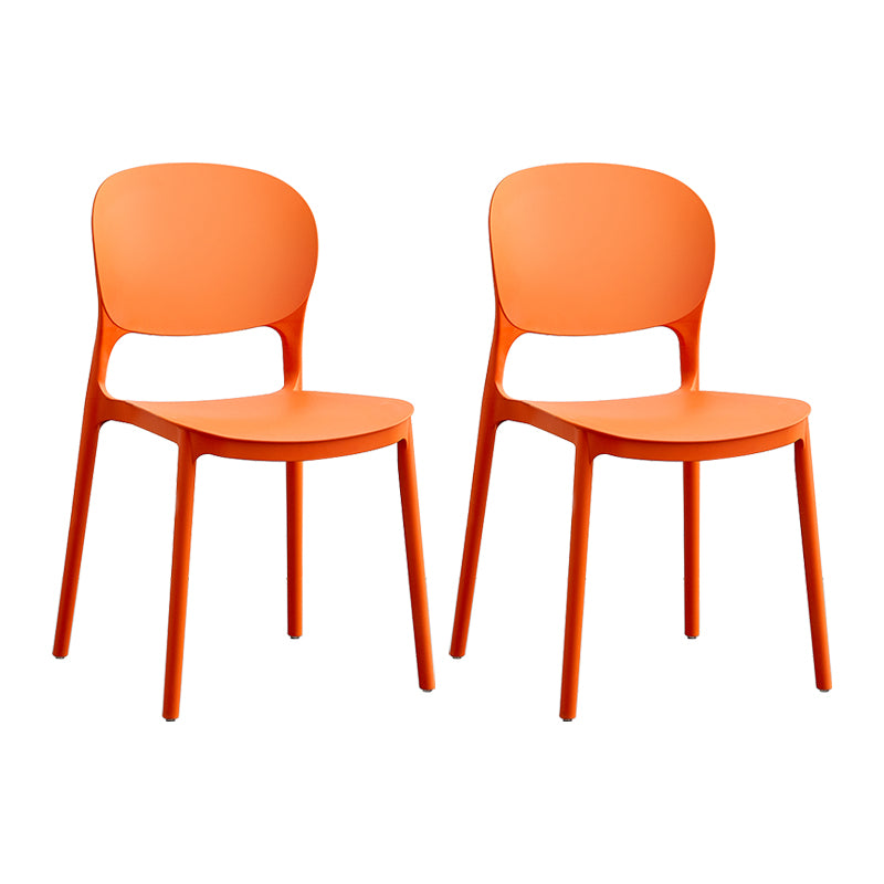 Silla lateral de plástico contemporánea, silla lateral de comedor apilable sin brazos con respaldo abierto