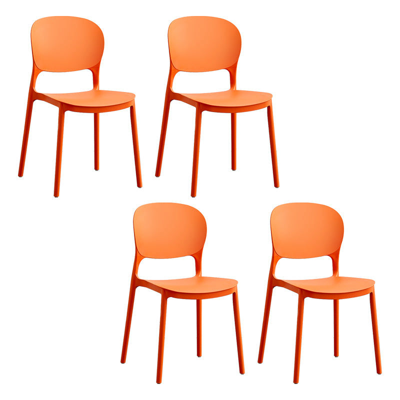 Silla lateral de plástico contemporánea, silla lateral de comedor apilable sin brazos con respaldo abierto