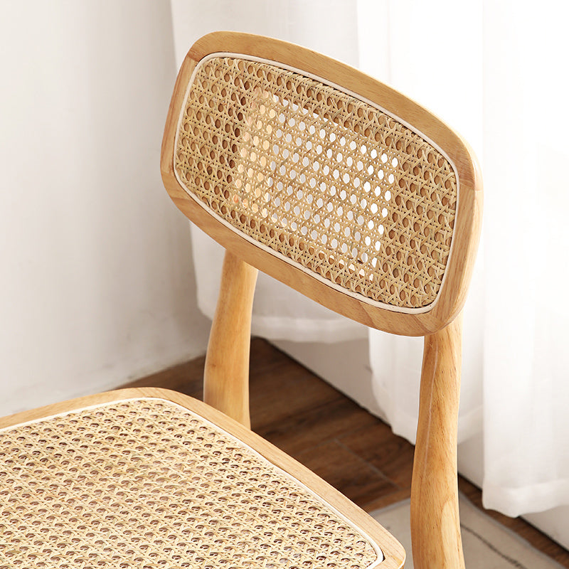 Sillas de madera de caucho de estilo tropical, silla lateral con respaldo abierto para cocina y comedor