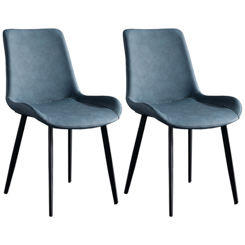 Chaises de salle à manger contemporaines en métal Chaises d'appoint rembourrées sans accoudoirs (Ensemble de 2)
