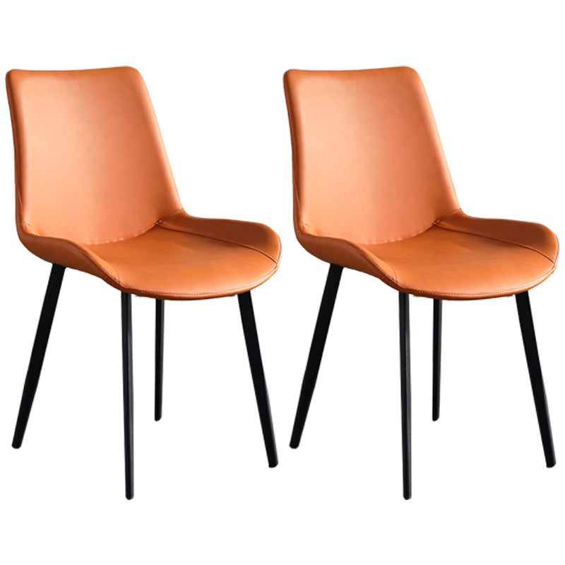 Chaises de salle à manger contemporaines en métal Chaises d'appoint rembourrées sans accoudoirs (Ensemble de 2)