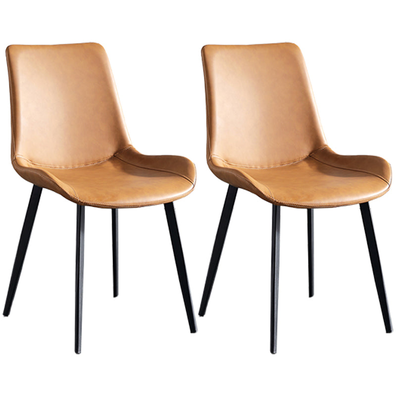 Chaises de salle à manger contemporaines en métal Chaises d'appoint rembourrées sans accoudoirs (Ensemble de 2)