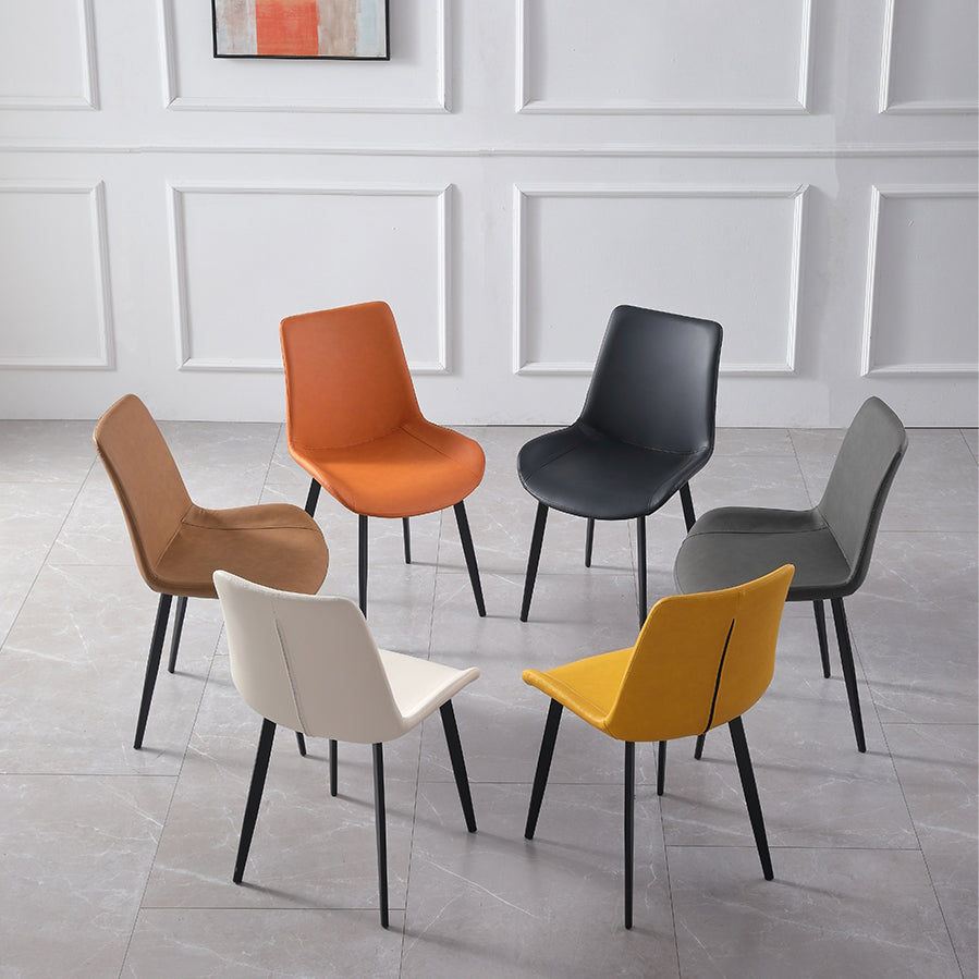 Chaises de salle à manger contemporaines en métal Chaises d'appoint rembourrées sans accoudoirs (Ensemble de 2)