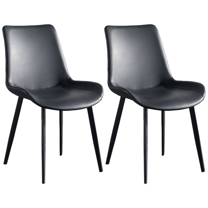 Chaises de salle à manger contemporaines en métal Chaises d'appoint rembourrées sans accoudoirs (Ensemble de 2)