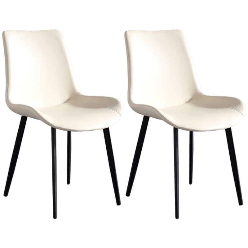 Chaises de salle à manger contemporaines en métal Chaises d'appoint rembourrées sans accoudoirs (Ensemble de 2)