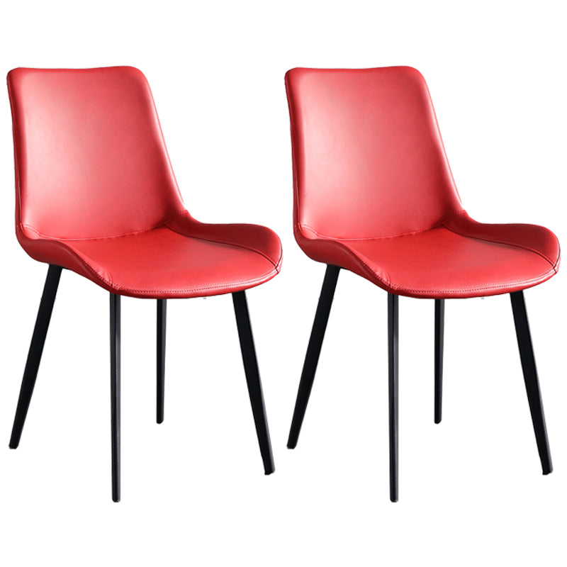 Chaises de salle à manger contemporaines en métal Chaises d'appoint rembourrées sans accoudoirs (Ensemble de 2)
