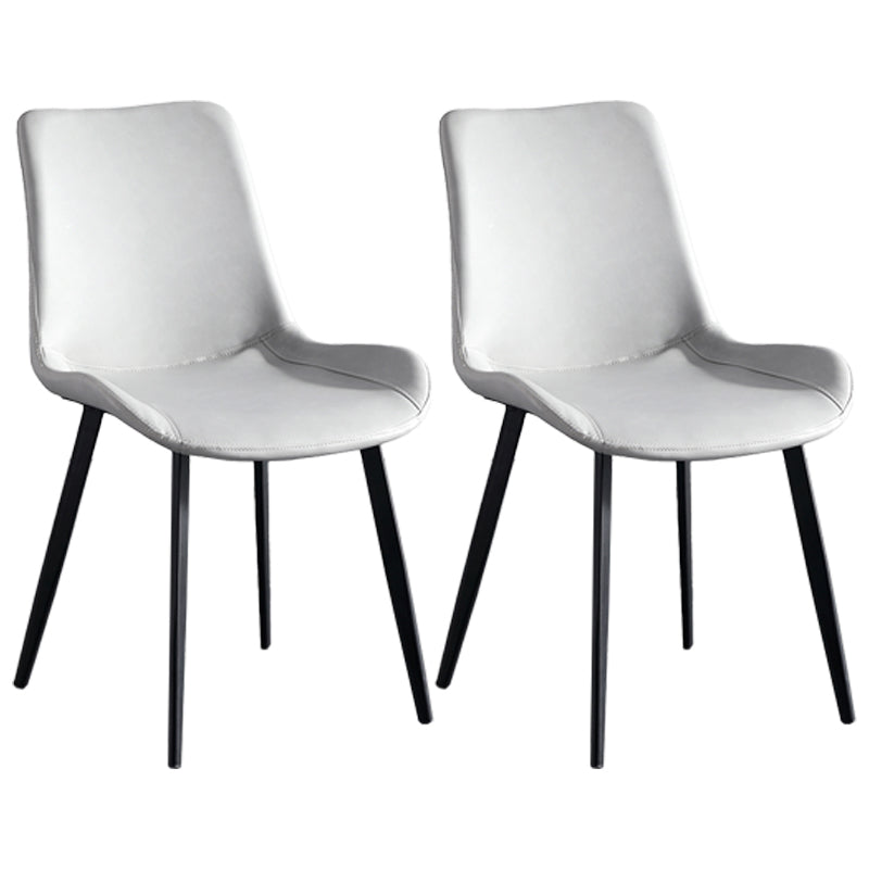 Chaises de salle à manger contemporaines en métal Chaises d'appoint rembourrées sans accoudoirs (Ensemble de 2)