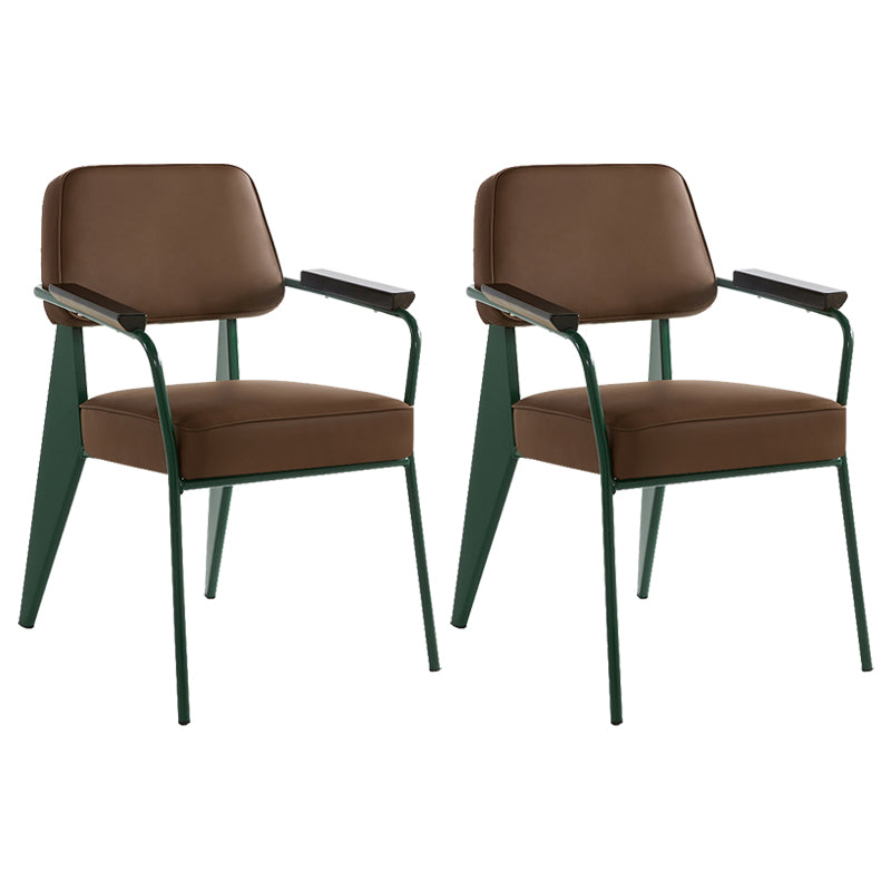 Industrial Style Dining Arm Chair Upholstered Open Back Armchairs with Metal Legs