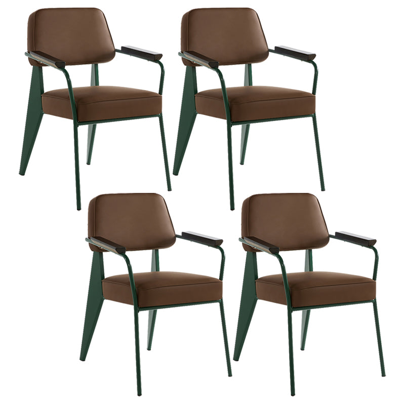 Industrial Style Dining Arm Chair Upholstered Open Back Armchairs with Metal Legs
