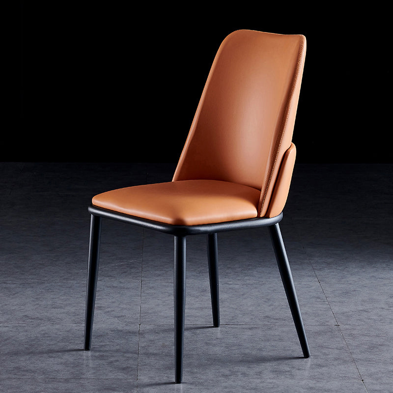 La salle à manger contemporaine en métal préside les chaises sans bras de salle à manger en cuir d'unité centrale pour l'usage à la maison