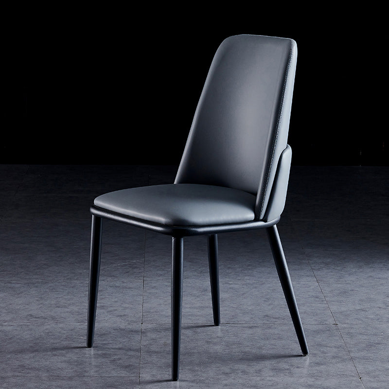 La salle à manger contemporaine en métal préside les chaises sans bras de salle à manger en cuir d'unité centrale pour l'usage à la maison