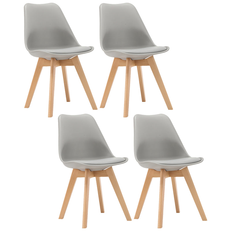 Contemporary Style Dining Room Chairs Solid Armless Chairs with Wooden Legs