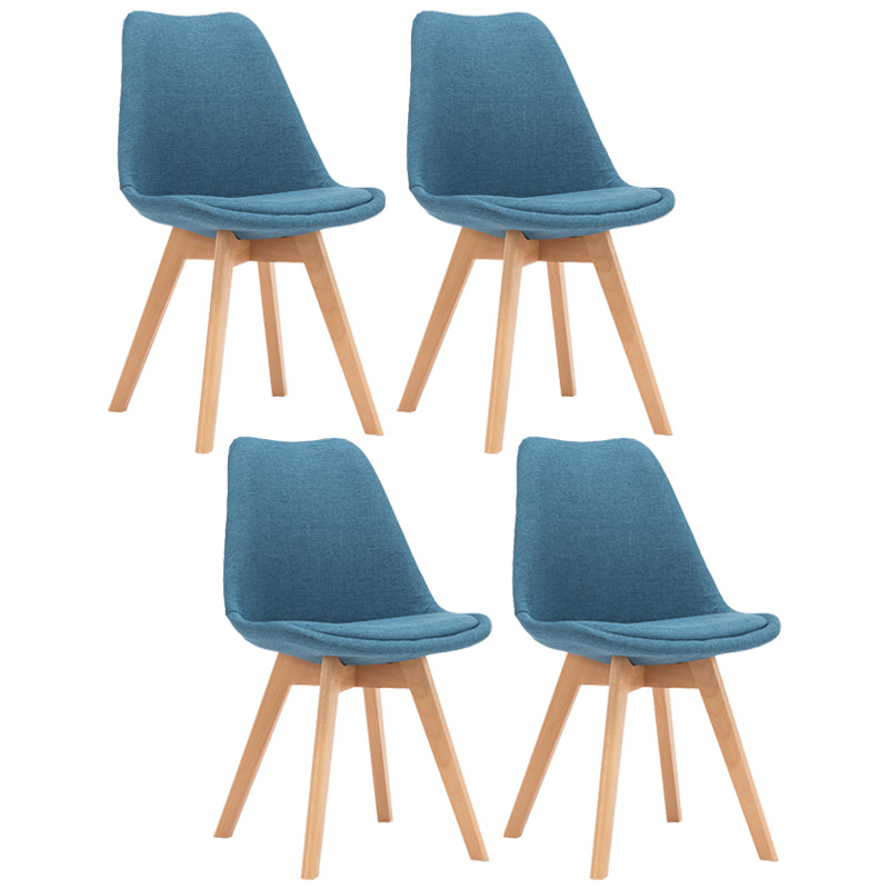 Contemporary Style Dining Room Chairs Solid Armless Chairs with Wooden Legs