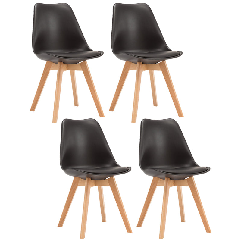 Contemporary Style Dining Room Chairs Solid Armless Chairs with Wooden Legs