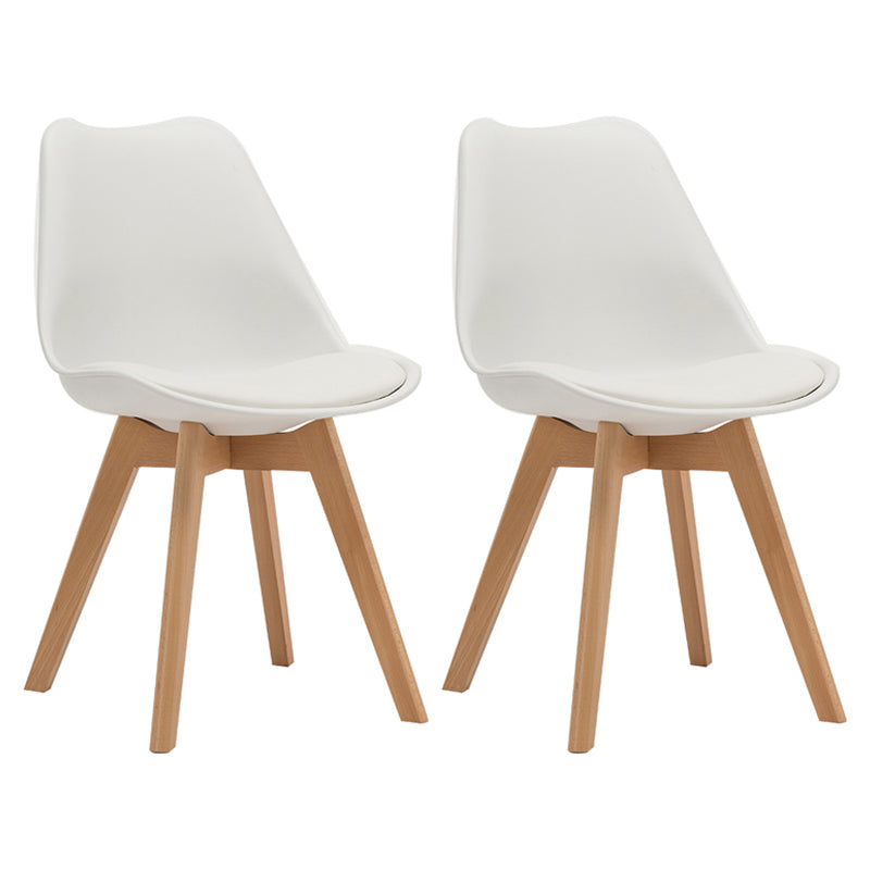 Contemporary Style Dining Room Chairs Solid Armless Chairs with Wooden Legs