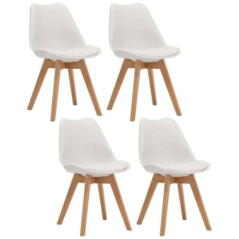 Contemporary Style Dining Room Chairs Solid Armless Chairs with Wooden Legs