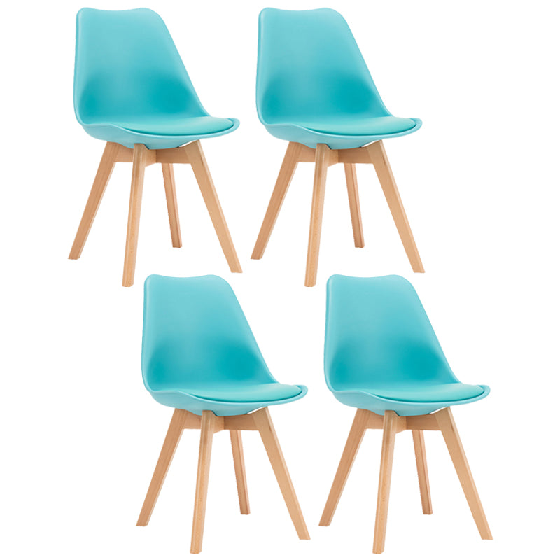 Contemporary Style Dining Room Chairs Solid Armless Chairs with Wooden Legs