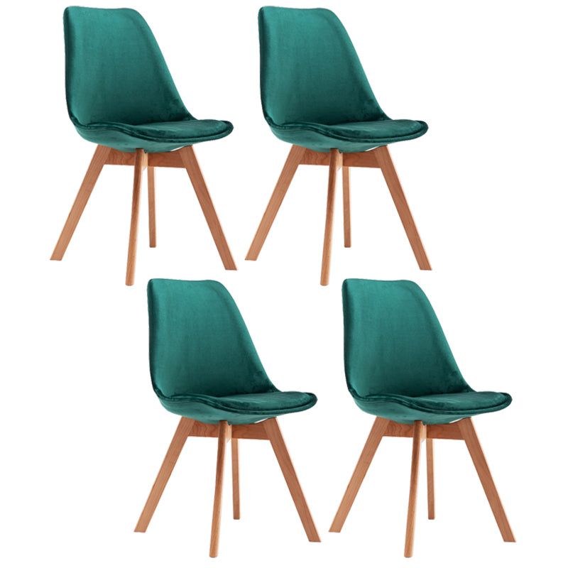 Contemporary Style Dining Room Chairs Solid Armless Chairs with Wooden Legs