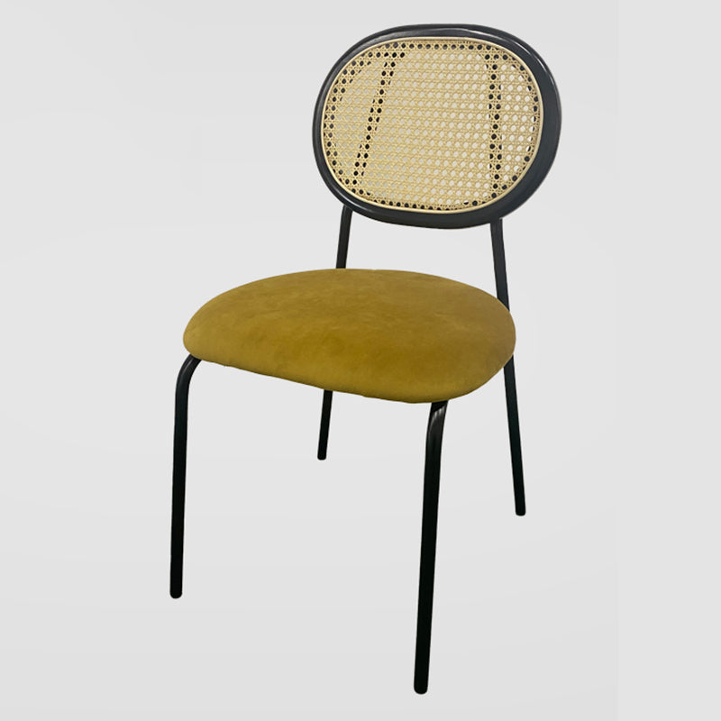Chaises de salle à manger sans bras à dossier ouvert, chaise latérale rembourrée avec pieds en métal