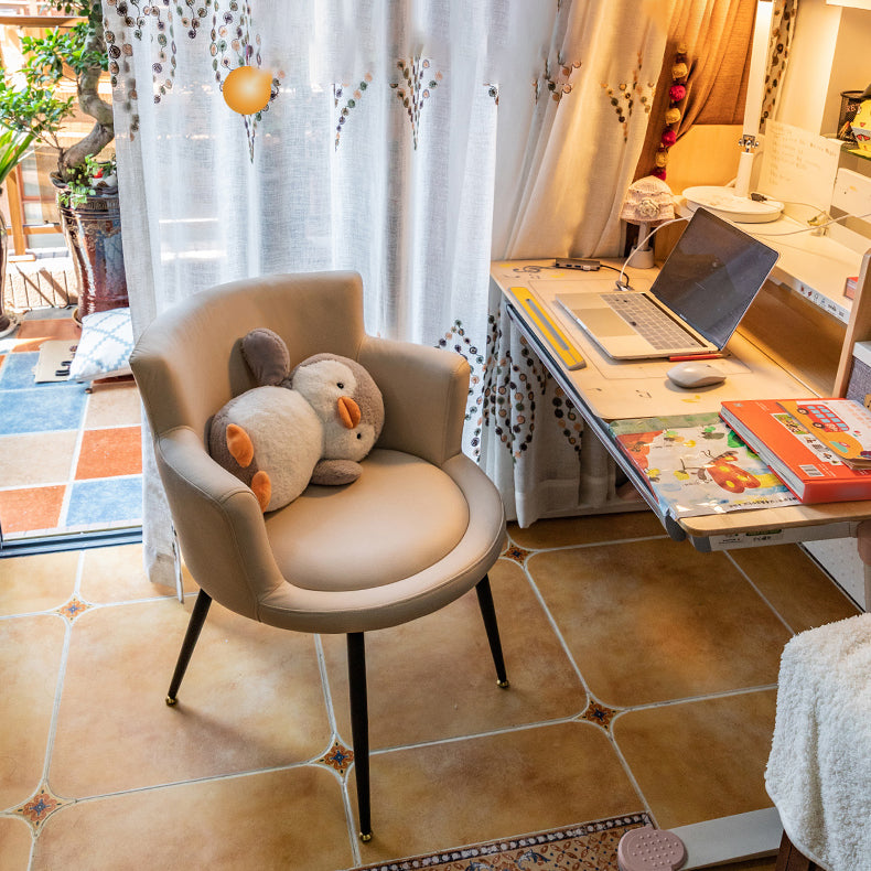 Silla lateral única tapizada de estilo contemporáneo, silla de comedor con brazo trasero sólido