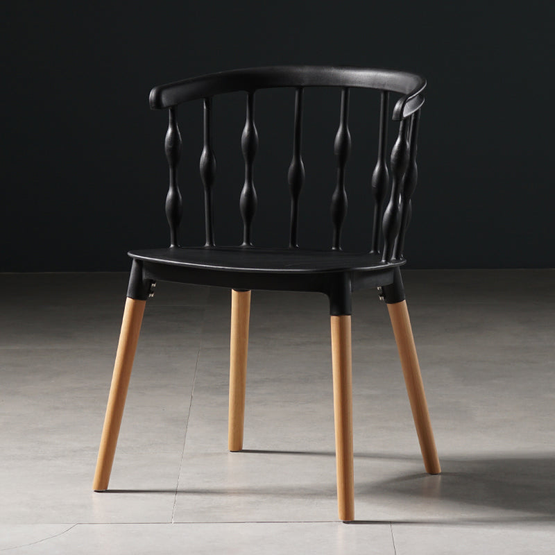Chaises de salle à manger de style contemporain Chaises sans bras en plastique avec pieds en bois