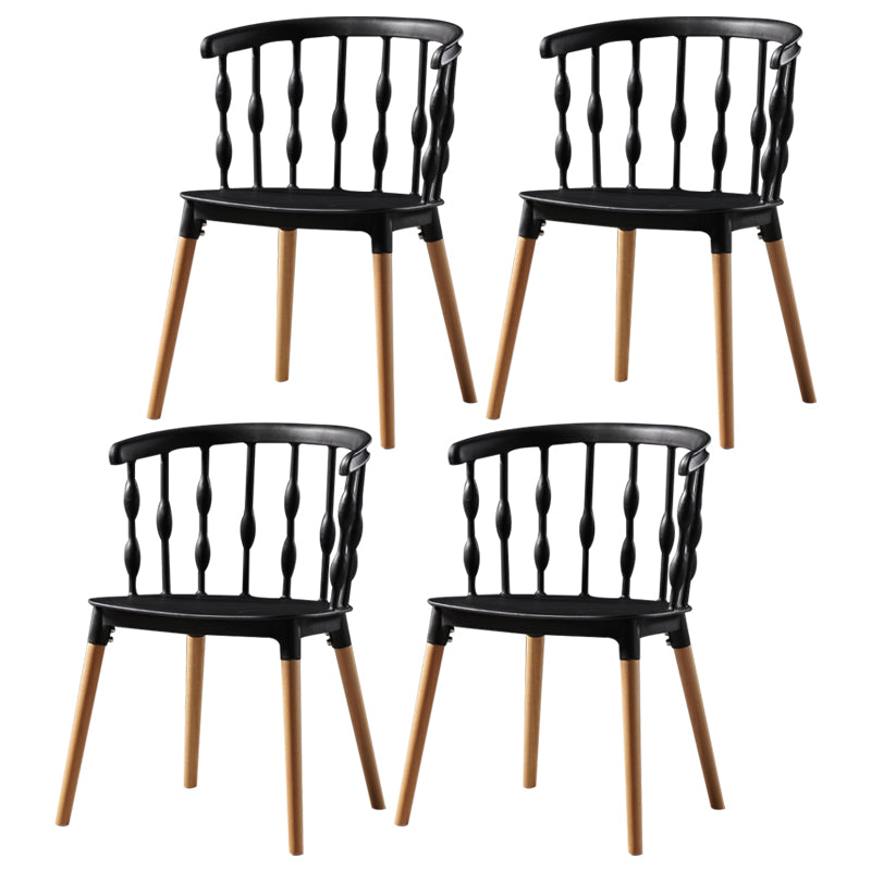 Sillas de comedor estilo moderno Sillas sin brazos de plástico con patas de madera