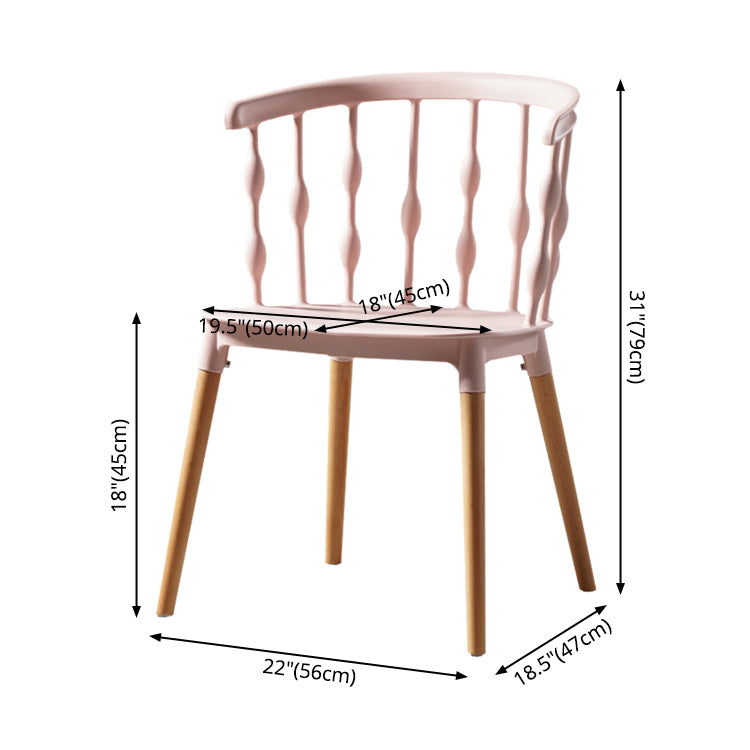 Sillas de comedor estilo moderno Sillas sin brazos de plástico con patas de madera