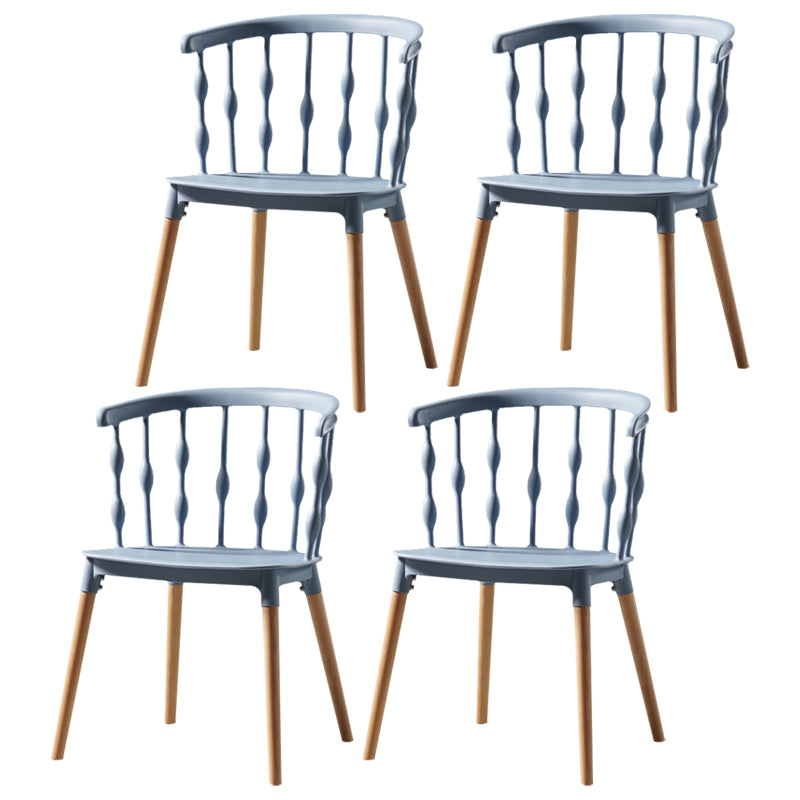 Sillas de comedor estilo moderno Sillas sin brazos de plástico con patas de madera