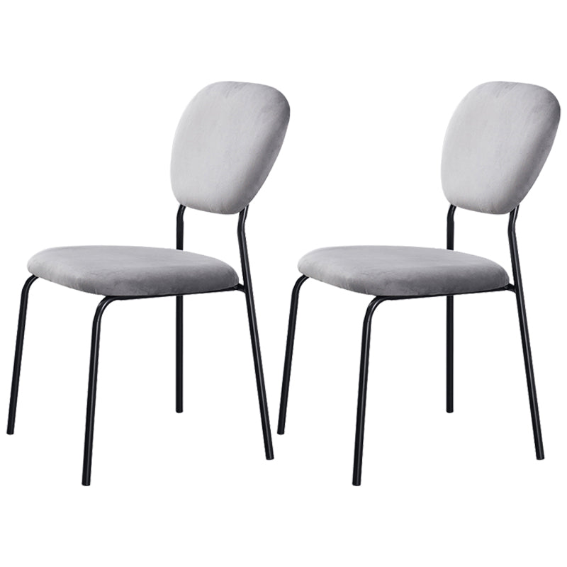 Sillas de comedor sin brazos con respaldo abierto, sillas laterales tapizadas con patas de metal