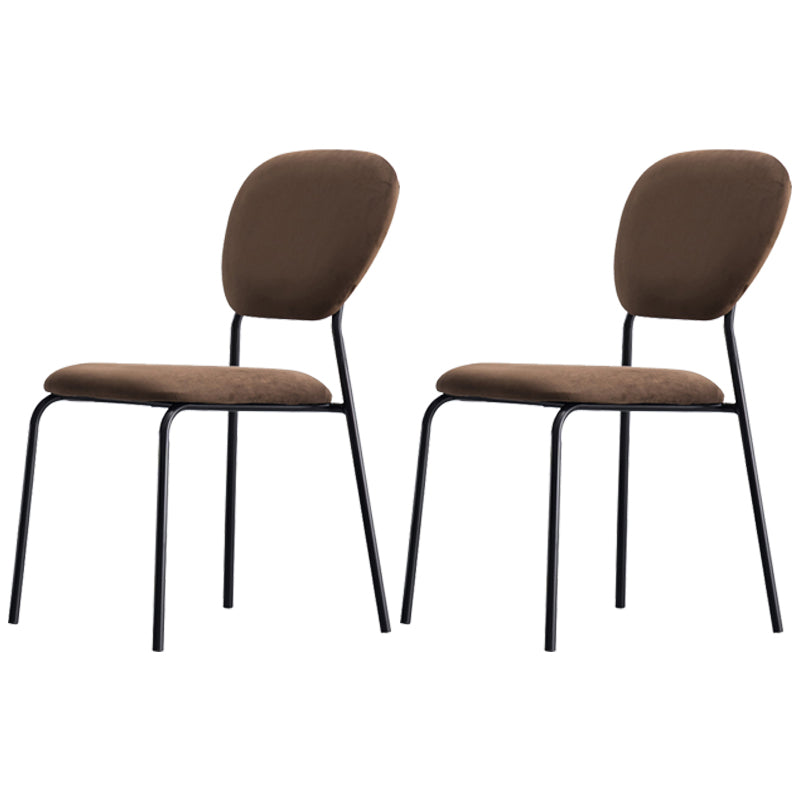 Sillas de comedor sin brazos con respaldo abierto, sillas laterales tapizadas con patas de metal