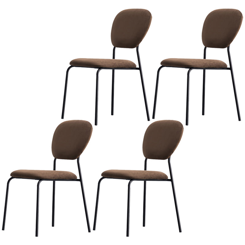 Sillas de comedor sin brazos con respaldo abierto, sillas laterales tapizadas con patas de metal