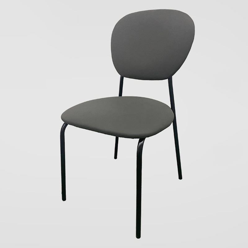 Sillas de comedor sin brazos con respaldo abierto, sillas laterales tapizadas con patas de metal