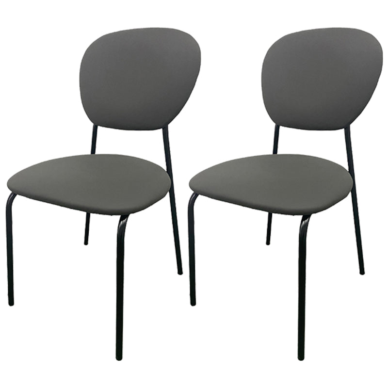 Sillas de comedor sin brazos con respaldo abierto, sillas laterales tapizadas con patas de metal