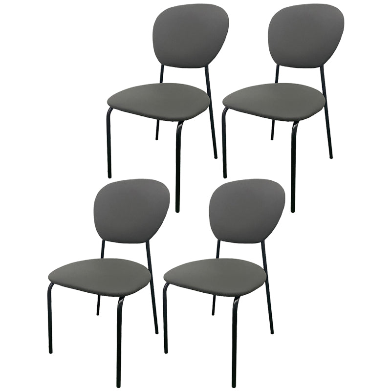 Sillas de comedor sin brazos con respaldo abierto, sillas laterales tapizadas con patas de metal