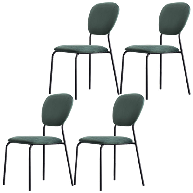 Sillas de comedor sin brazos con respaldo abierto, sillas laterales tapizadas con patas de metal