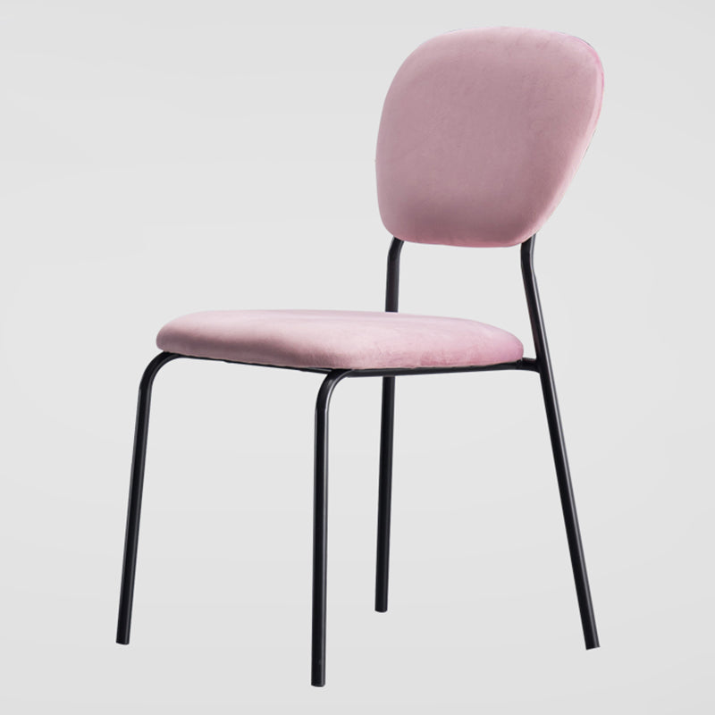 Chaises de salle à manger sans bras à dossier ouvert, chaises latérales rembourrées avec pieds en métal