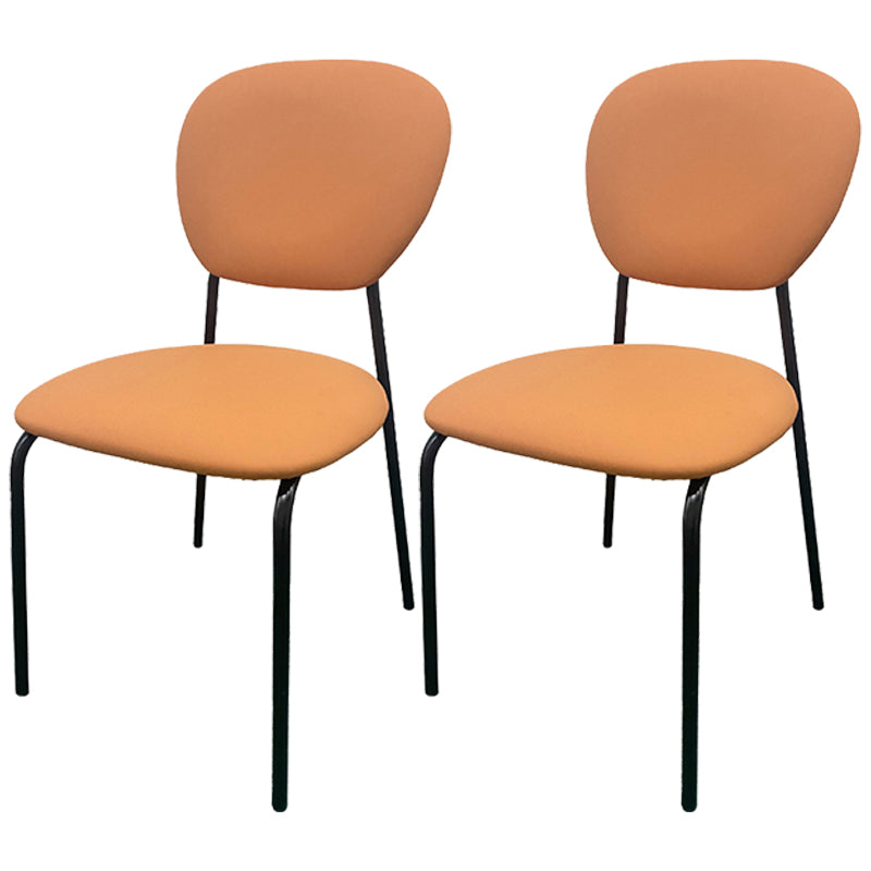 Sillas de comedor sin brazos con respaldo abierto, sillas laterales tapizadas con patas de metal